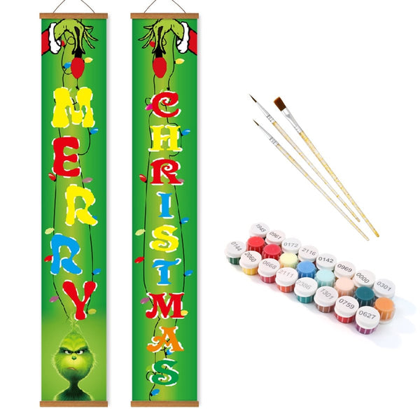 Paint By Numbers KitPorch Sign - Merry Christmas Ornaments Letters - isuvio