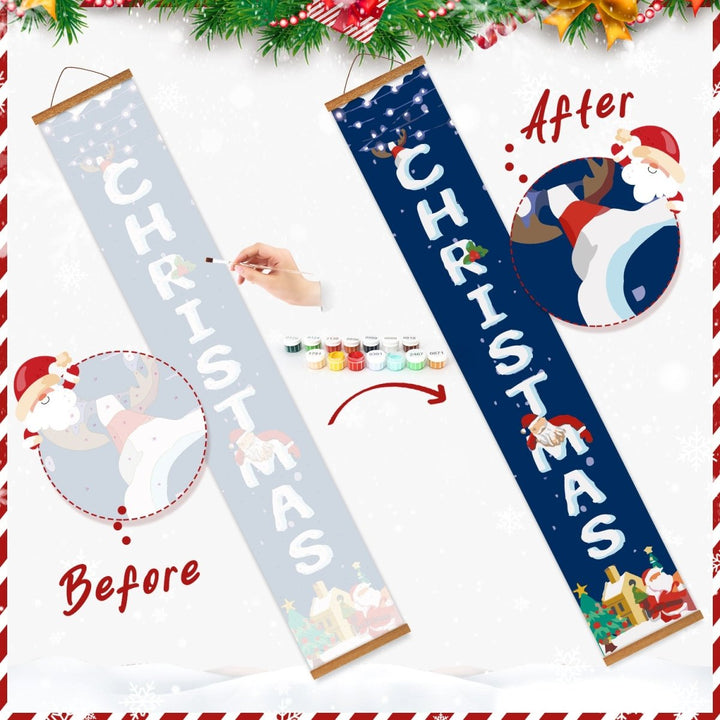 Paint By Numbers KitPorch Sign - Merry Christmas Snow Scene - isuvio