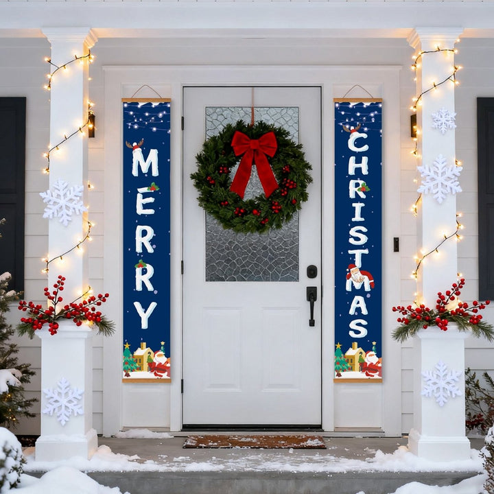 Paint By Numbers KitPorch Sign - Merry Christmas Snow Scene - isuvio