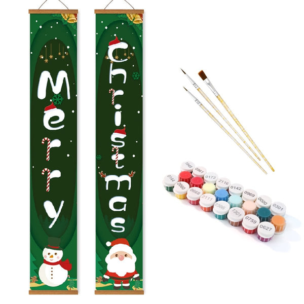 Paint By Numbers KitPorch Sign - Merry Christmas Snowman - isuvio