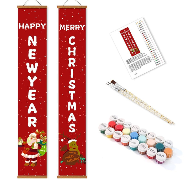 Paint By Numbers KitPorch Sign - New Year and Christmas Letters - isuvio