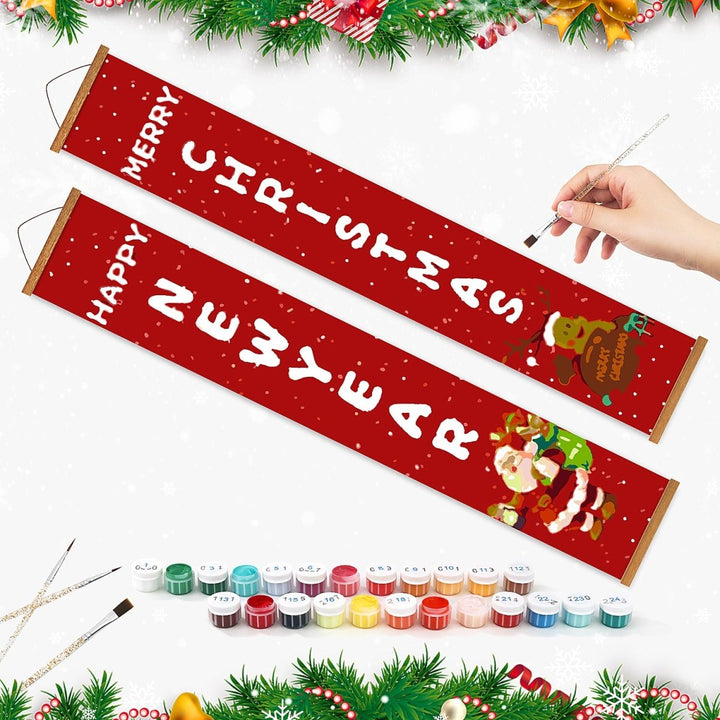 Paint By Numbers KitPorch Sign - New Year and Christmas Letters - isuvio