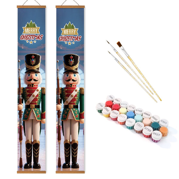 Paint By Numbers KitPorch Sign - Nutcracker Couple Blue Coats - isuvio