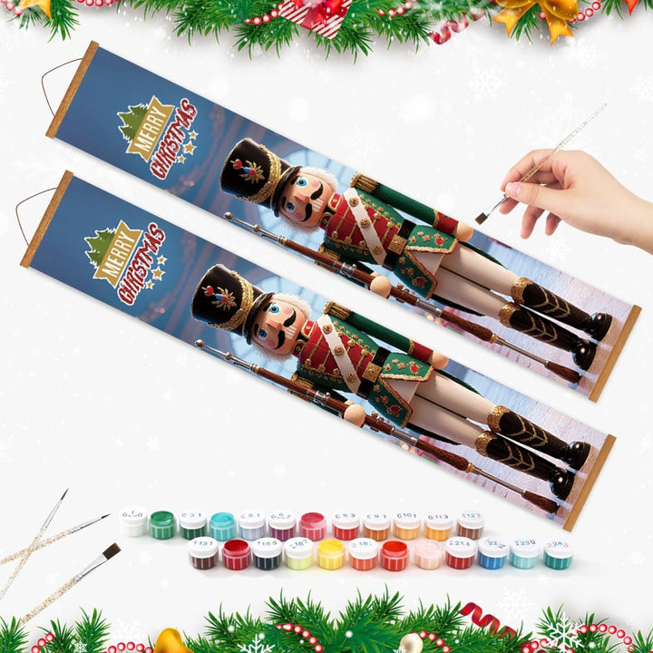 Paint By Numbers KitPorch Sign - Nutcracker Couple Blue Coats - isuvio