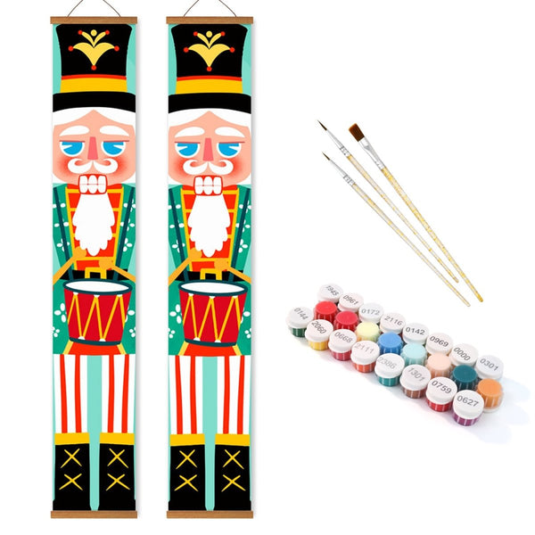 Paint By Numbers KitPorch Sign - Nutcracker Green Drum Major Pair - isuvio