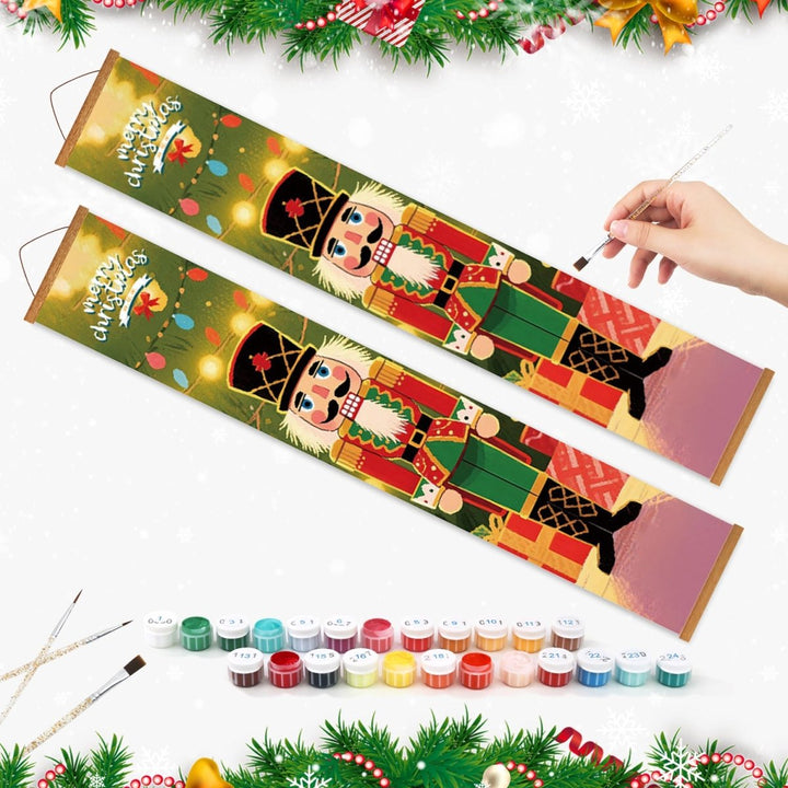 Paint By Numbers KitPorch Sign - Nutcracker Pair Green and Red Coats - isuvio