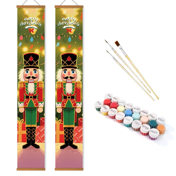 Paint By Numbers KitPorch Sign - Nutcracker Pair Green and Red Coats - isuvio