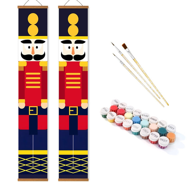 Paint By Numbers KitPorch Sign - Nutcracker Red Blue Uniform Pair - isuvio