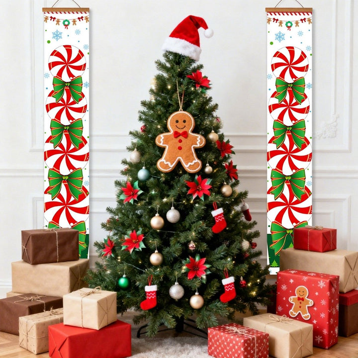 Paint By Numbers KitPorch Sign - Peppermint Candy and Holly Leaves - isuvio