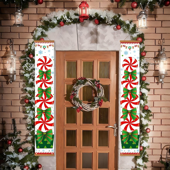 Paint By Numbers KitPorch Sign - Peppermint Candy and Holly Leaves - isuvio