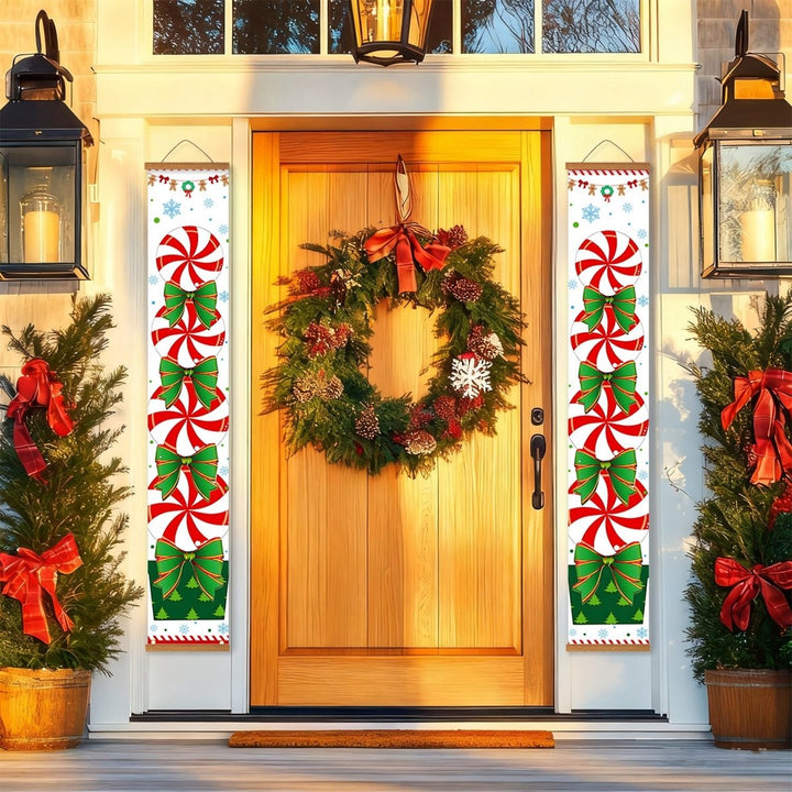 Paint By Numbers KitPorch Sign - Peppermint Candy and Holly Leaves - isuvio