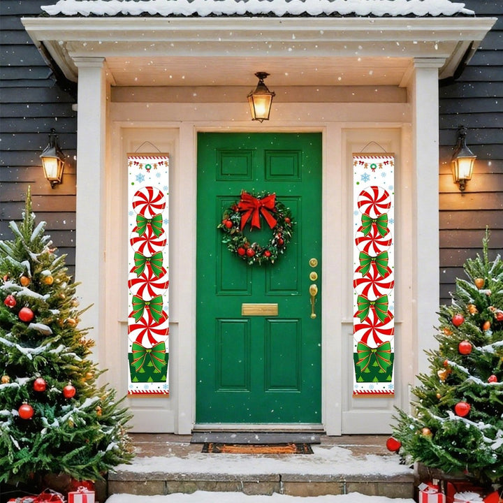 Paint By Numbers KitPorch Sign - Peppermint Candy and Holly Leaves - isuvio