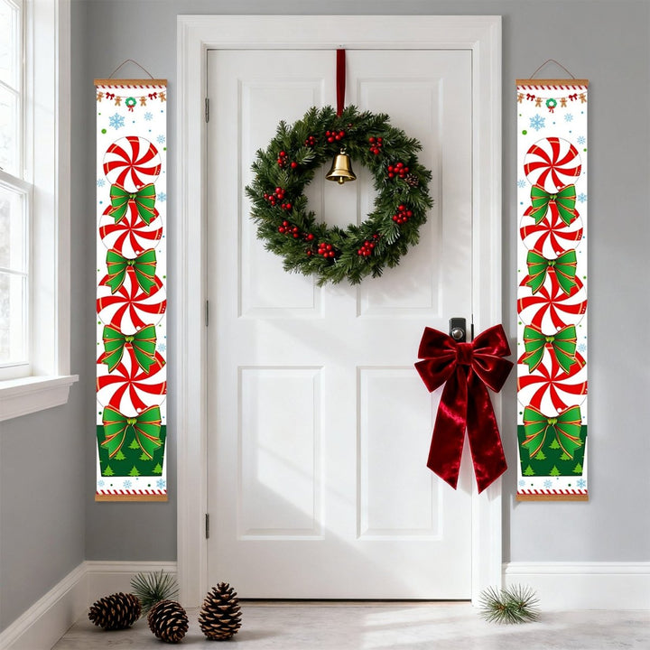 Paint By Numbers KitPorch Sign - Peppermint Candy and Holly Leaves - isuvio
