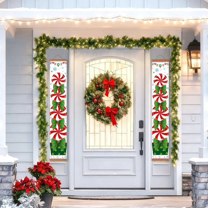 Paint By Numbers KitPorch Sign - Peppermint Candy and Holly Leaves - isuvio