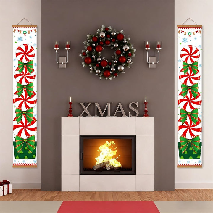 Paint By Numbers KitPorch Sign - Peppermint Candy and Holly Leaves - isuvio