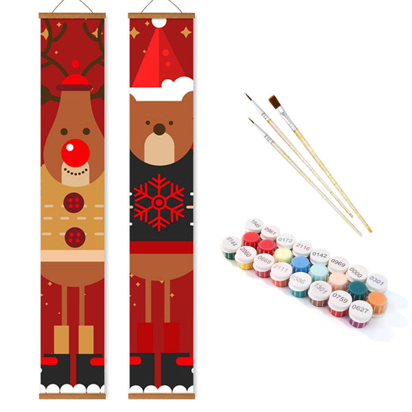 Paint By Numbers KitPorch Sign - Reindeer and Bear Faces - isuvio