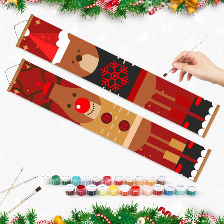Paint By Numbers KitPorch Sign - Reindeer and Bear Faces - isuvio