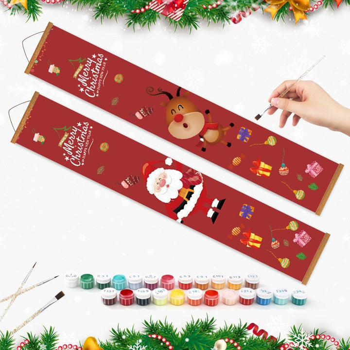 Paint By Numbers KitPorch Sign - Santa and Reindeer - isuvio
