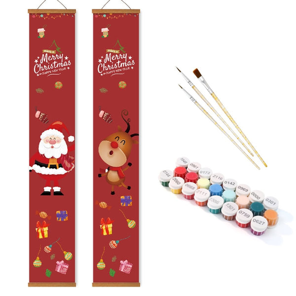 Paint By Numbers KitPorch Sign - Santa and Reindeer - isuvio