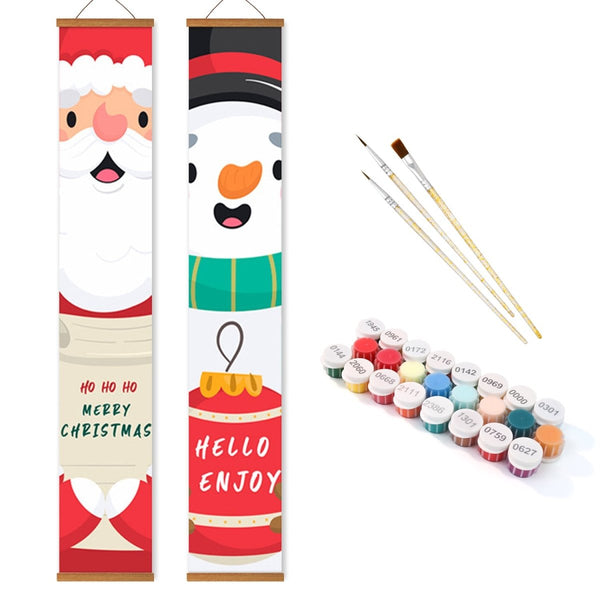 Paint By Numbers KitPorch Sign - Santa Face and Snowman Face - isuvio