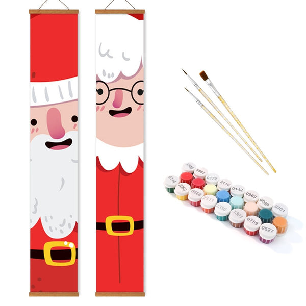Paint By Numbers KitPorch Sign - Santa Face Close‑up Pair - isuvio