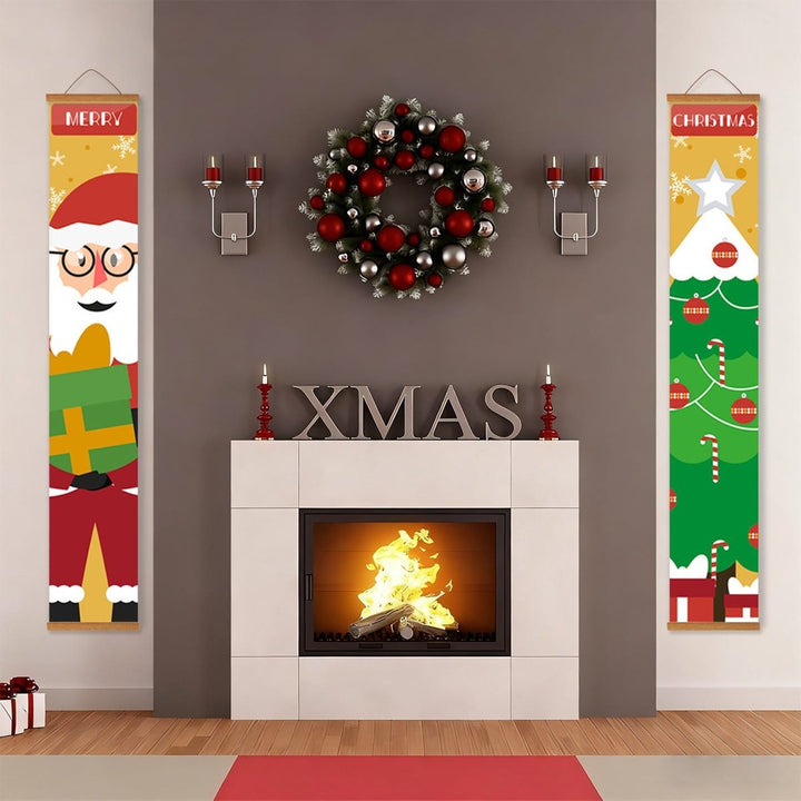 Paint By Numbers KitPorch Sign - Santa Faces and Gift Stack - isuvio