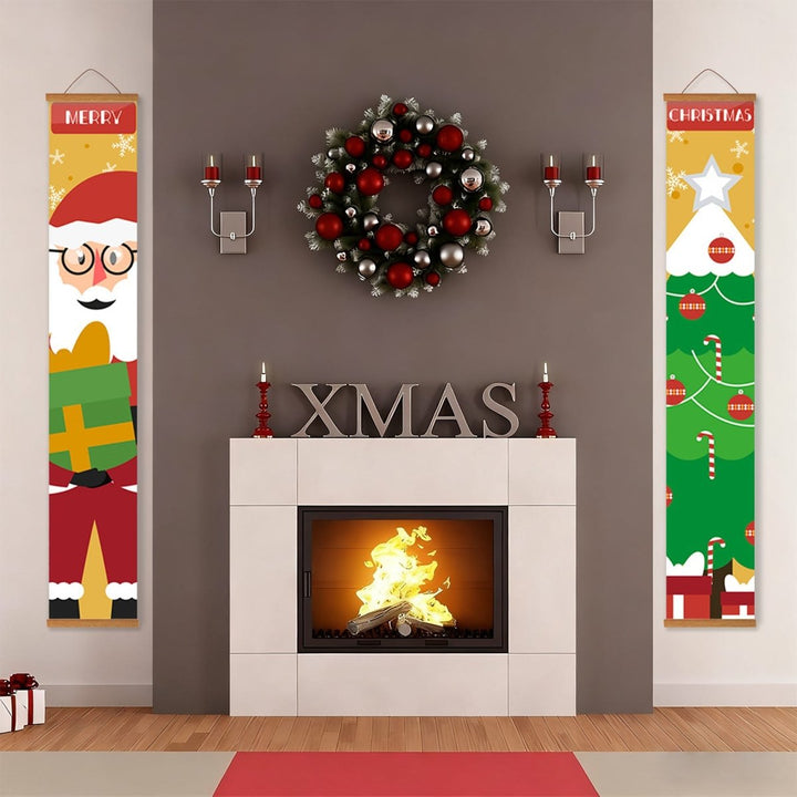 Paint By Numbers KitPorch Sign - Santa Faces Tree and Stocking - isuvio