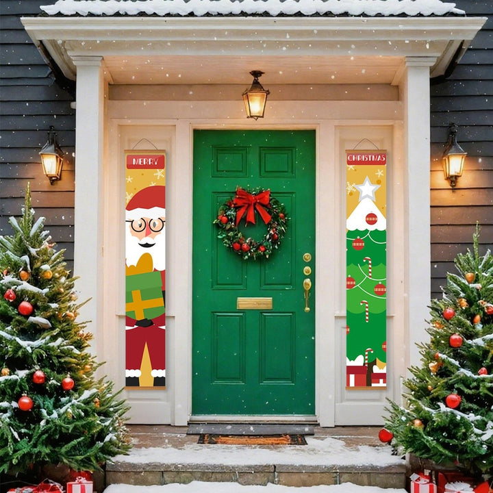 Paint By Numbers KitPorch Sign - Santa Faces Tree and Stocking - isuvio