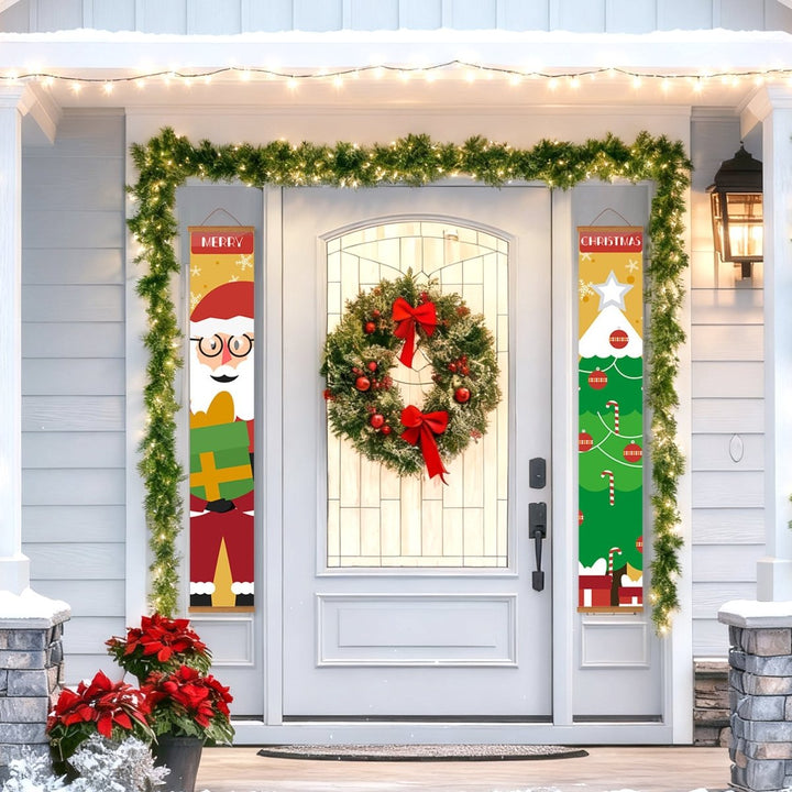 Paint By Numbers KitPorch Sign - Santa Faces Tree and Stocking - isuvio