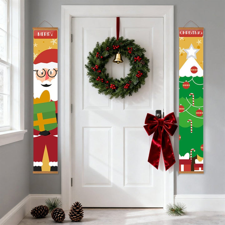 Paint By Numbers KitPorch Sign - Santa Faces Tree and Stocking - isuvio