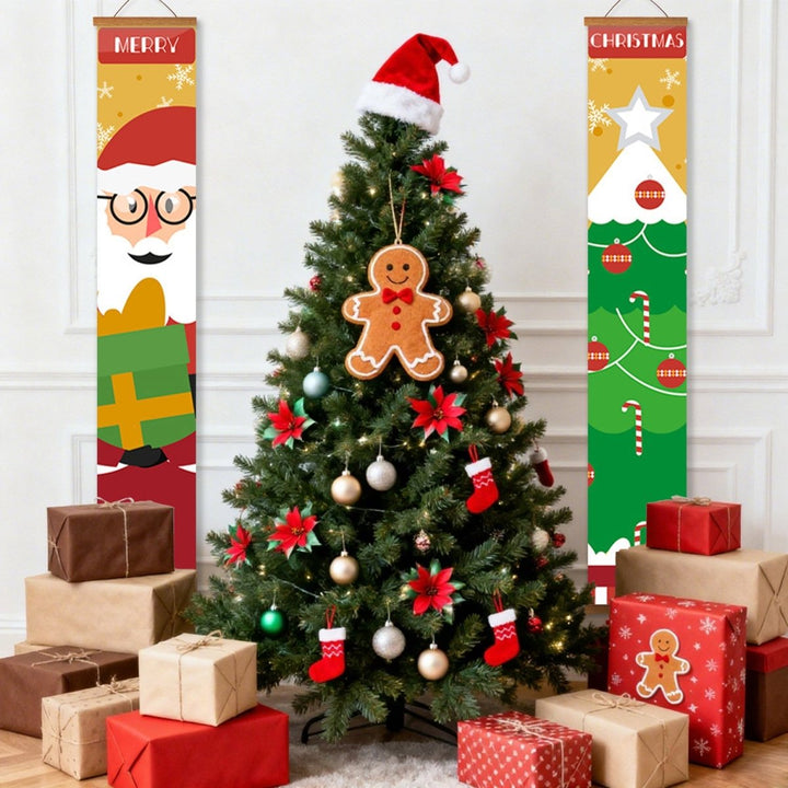 Paint By Numbers KitPorch Sign - Santa Faces Tree and Stocking - isuvio