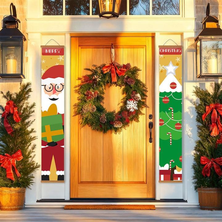 Paint By Numbers KitPorch Sign - Santa Faces Tree and Stocking - isuvio