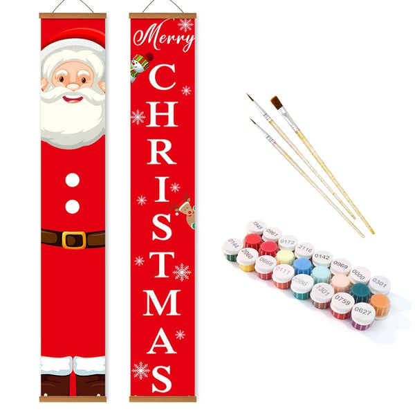 Paint By Numbers KitPorch Sign - Santa Figure and Christmas Letters - isuvio