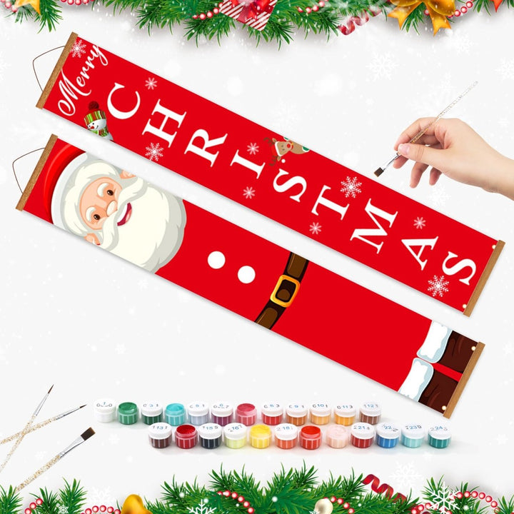 Paint By Numbers KitPorch Sign - Santa Figure and Christmas Letters - isuvio