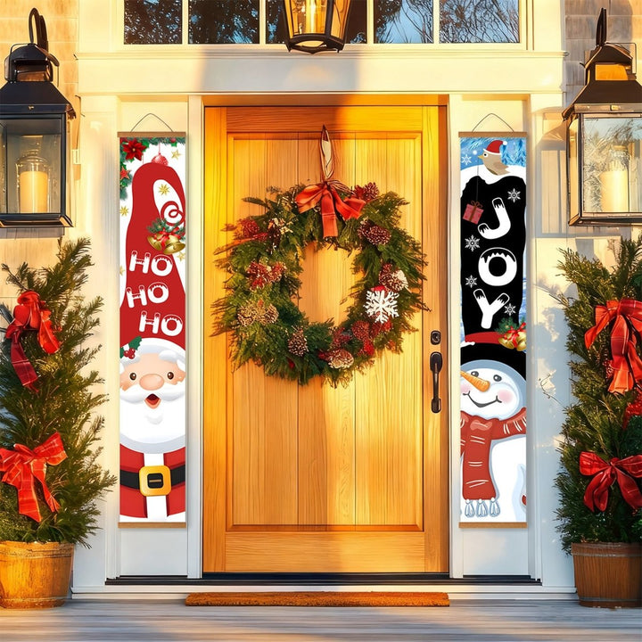 Paint By Numbers KitPorch Sign - Santa Ho Ho Ho and Snowman Joy - isuvio