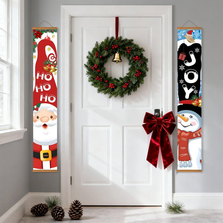 Paint By Numbers KitPorch Sign - Santa Ho Ho Ho and Snowman Joy - isuvio