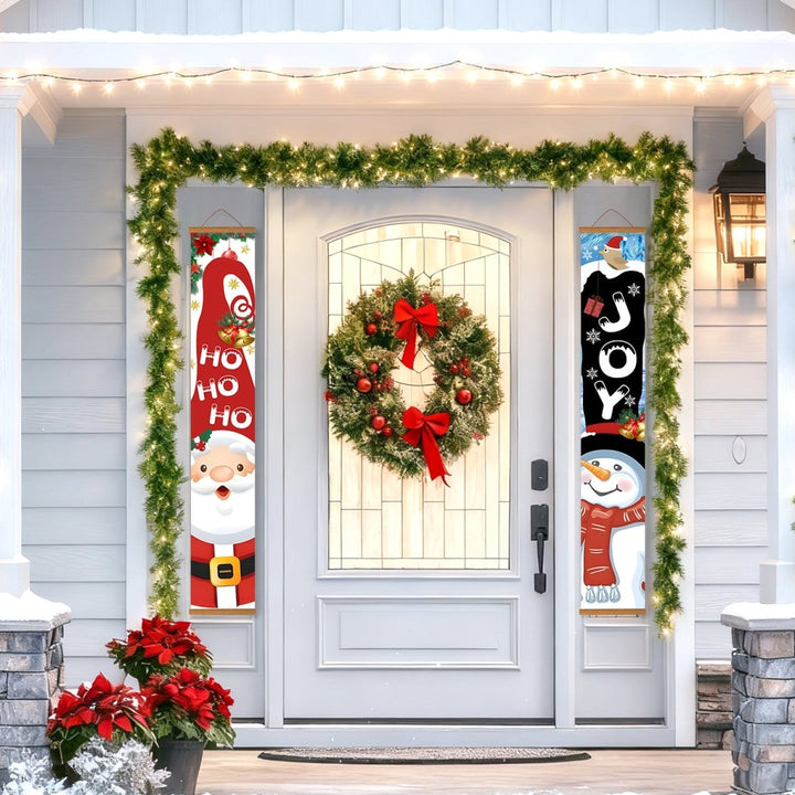 Paint By Numbers KitPorch Sign - Santa Ho Ho Ho and Snowman Joy - isuvio