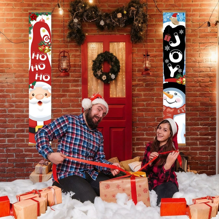 Paint By Numbers KitPorch Sign - Santa Ho Ho Ho and Snowman Joy - isuvio