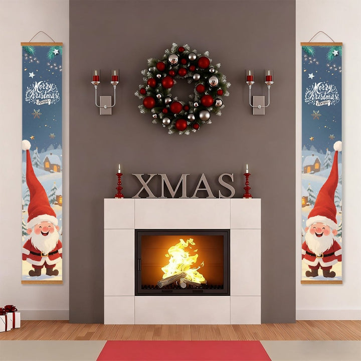 Paint By Numbers KitPorch Sign - Santa Pair Snow Scene - isuvio