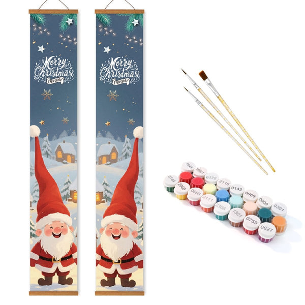 Paint By Numbers KitPorch Sign - Santa Pair Snow Scene - isuvio