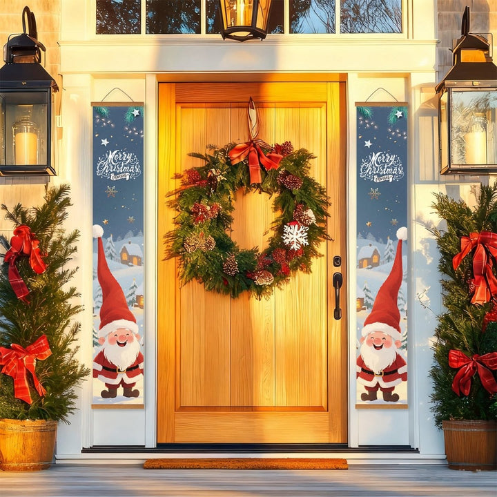 Paint By Numbers KitPorch Sign - Santa Pair Snow Scene - isuvio