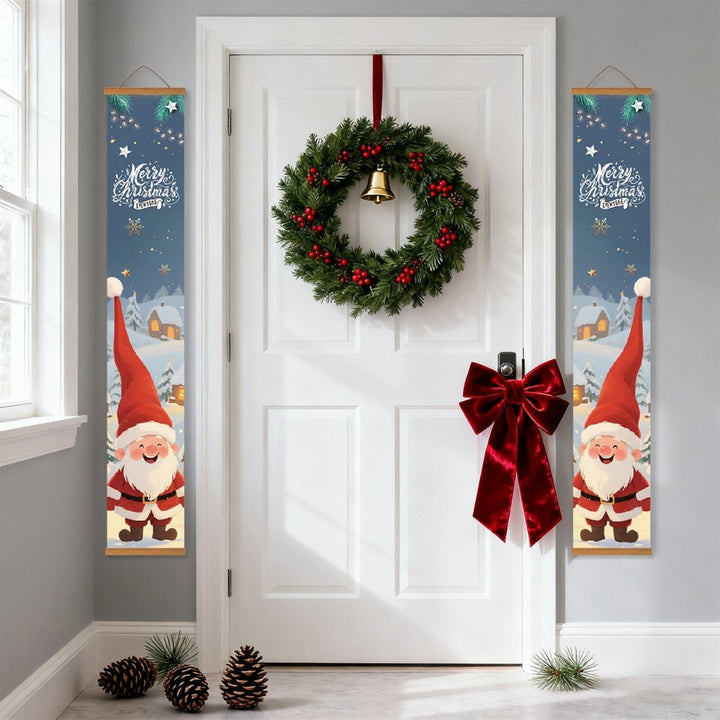 Paint By Numbers KitPorch Sign - Santa Pair Snow Scene - isuvio