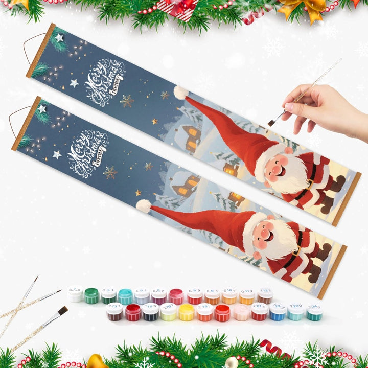 Paint By Numbers KitPorch Sign - Santa Pair Snow Scene - isuvio