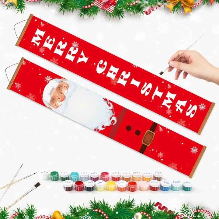 Paint By Numbers KitPorch Sign - Santa Suit and Merry Christmas Letters - isuvio