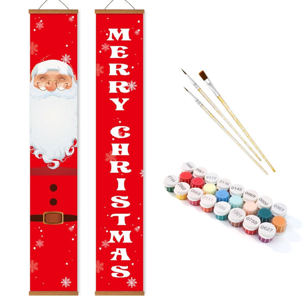Paint By Numbers KitPorch Sign - Santa Suit and Merry Christmas Letters - isuvio