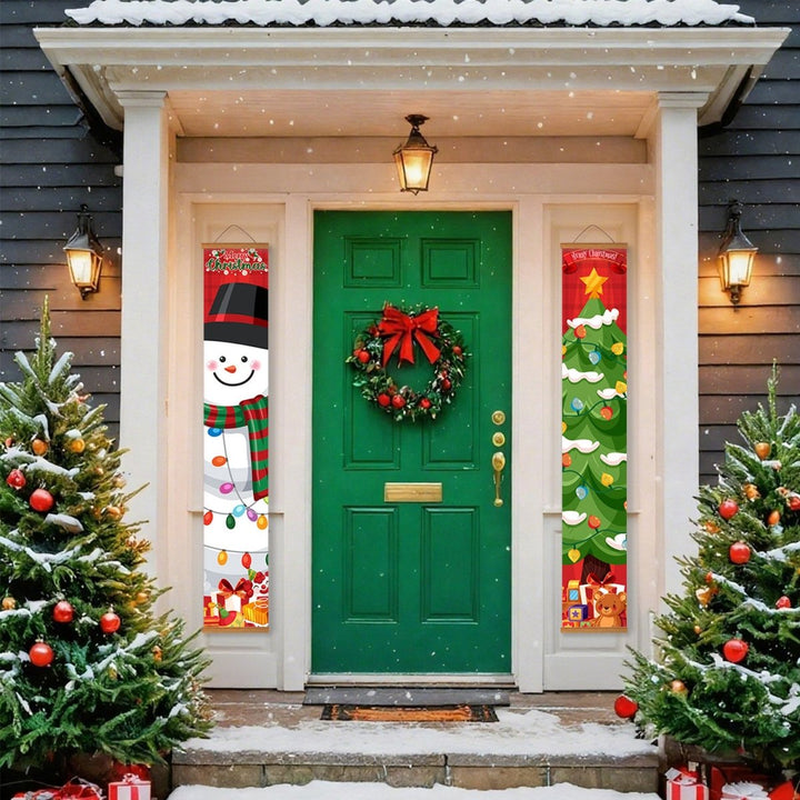 Paint By Numbers KitPorch Sign - Snowman and Christmas Tree - isuvio