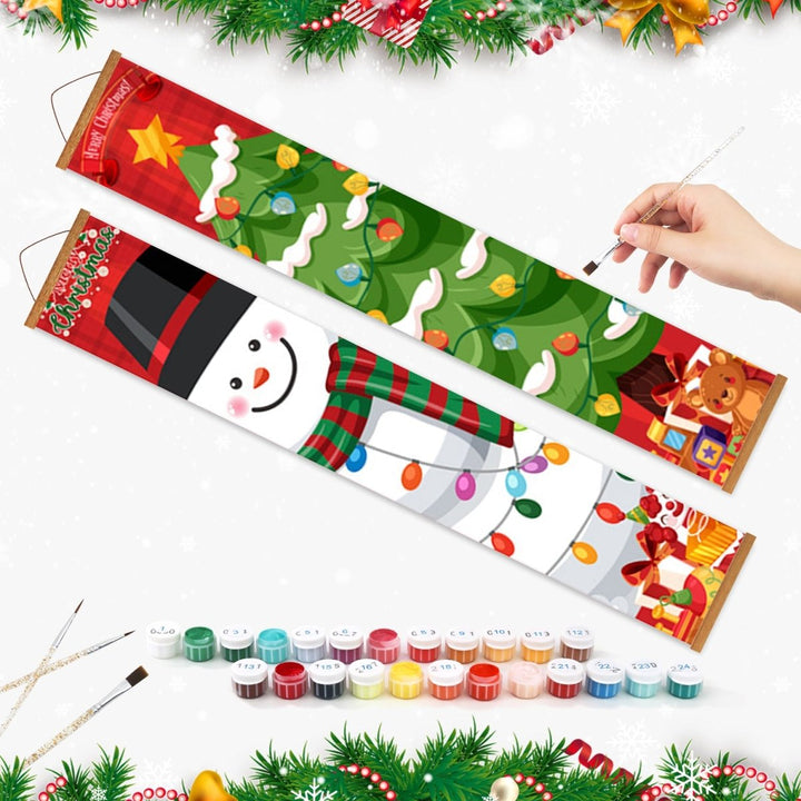Paint By Numbers KitPorch Sign - Snowman and Christmas Tree - isuvio