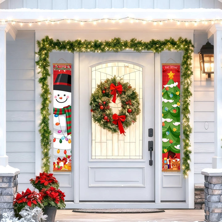 Paint By Numbers KitPorch Sign - Snowman and Christmas Tree - isuvio