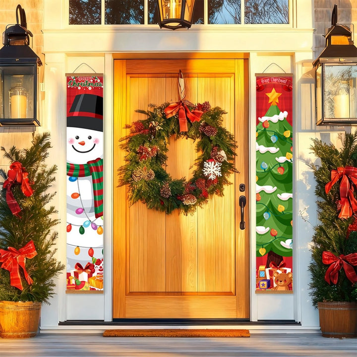 Paint By Numbers KitPorch Sign - Snowman and Christmas Tree - isuvio