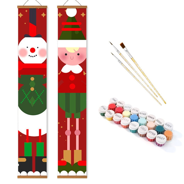 Paint By Numbers KitPorch Sign - Snowman and Elf - isuvio